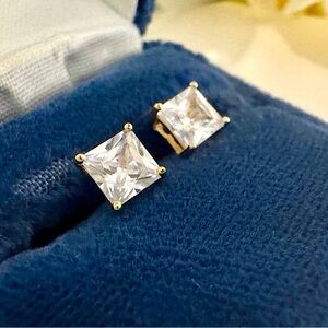 14k 6.00 CTW genuine Moissanite Diamond Princess Cut Earrings